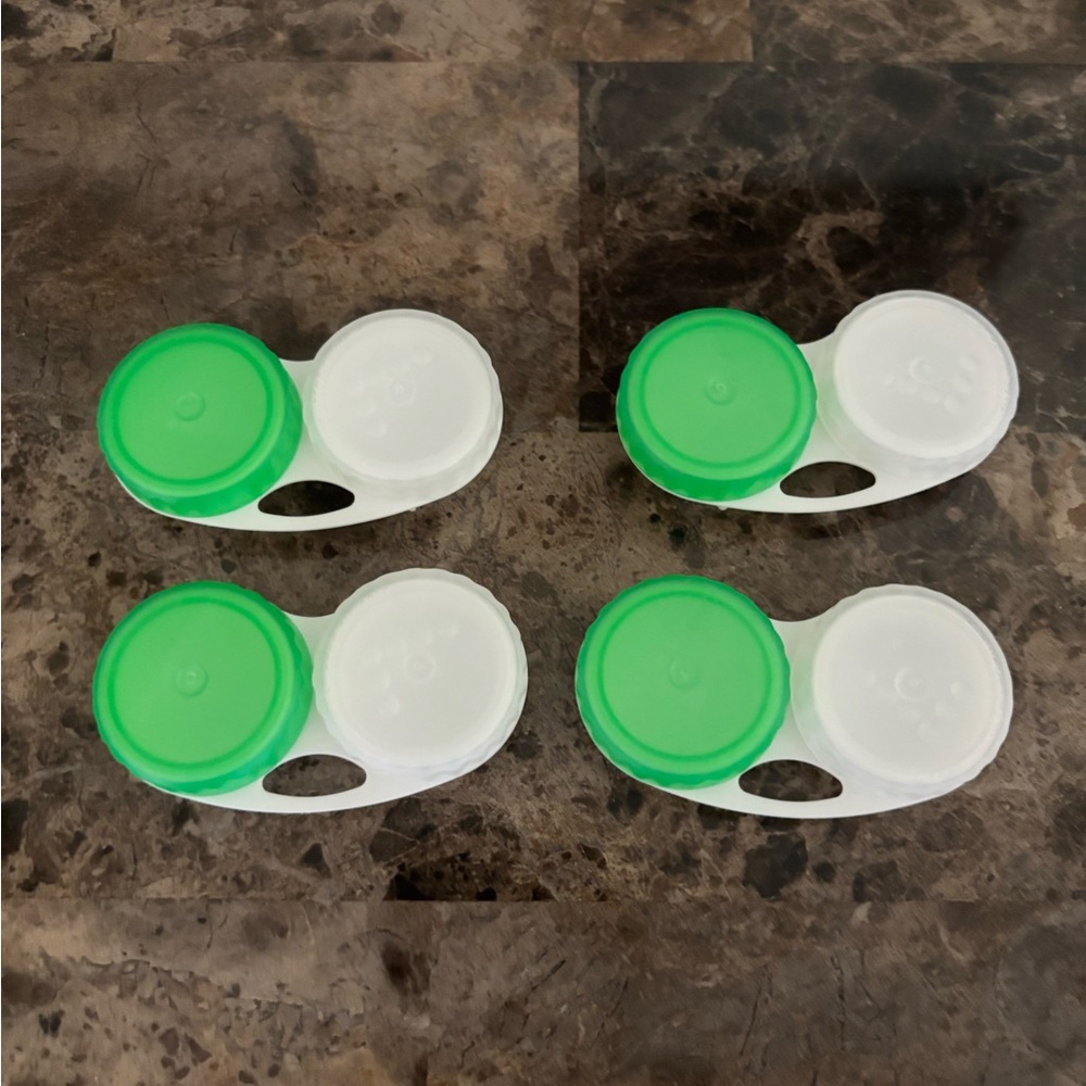 Bausch + Lomb Contact Lens Storage Case Green and Clear Lot of 4 Eyecare New